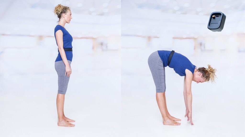 woman do finger to floor test with the k-move of kinvent