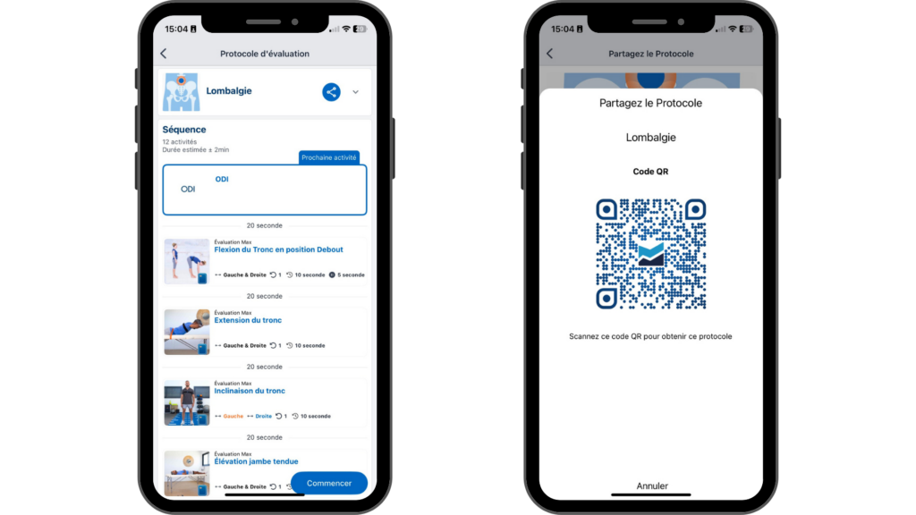 low back pain protocol in the kinvent app